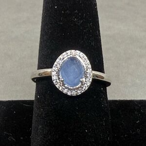 Bomb Party Size 10 ring genuine blue quartz rhodium plated RBP3345
